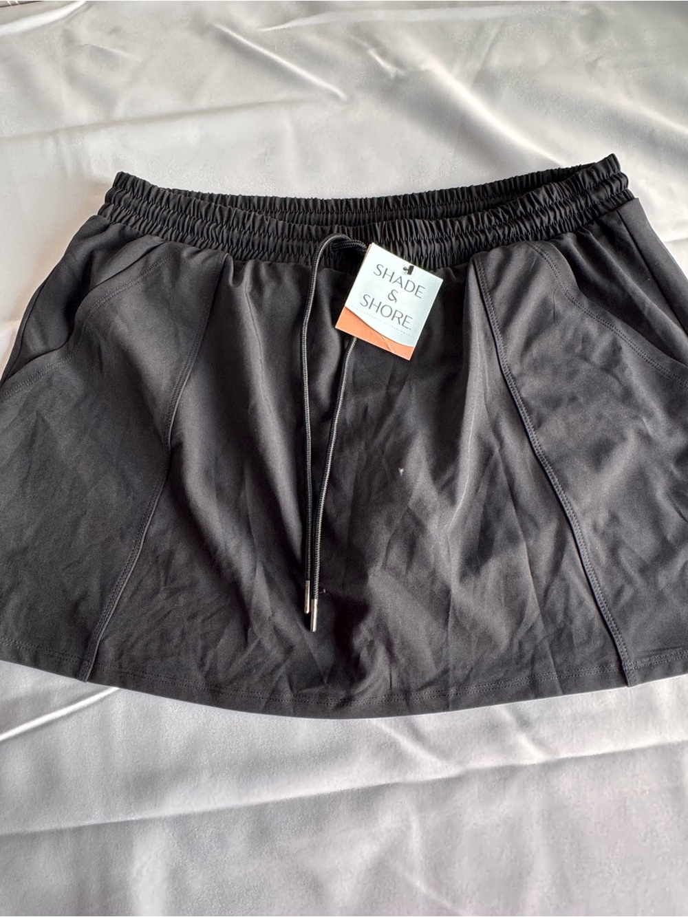 Shade & Shore Black Athletic Skort with Elastic Drawstring Waist